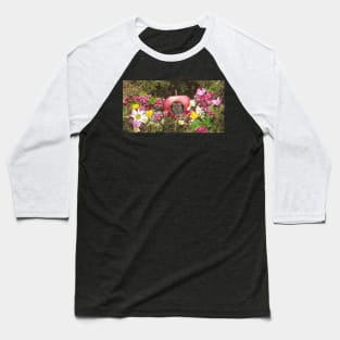 little mouse inside a apple with spring flowers Baseball T-Shirt